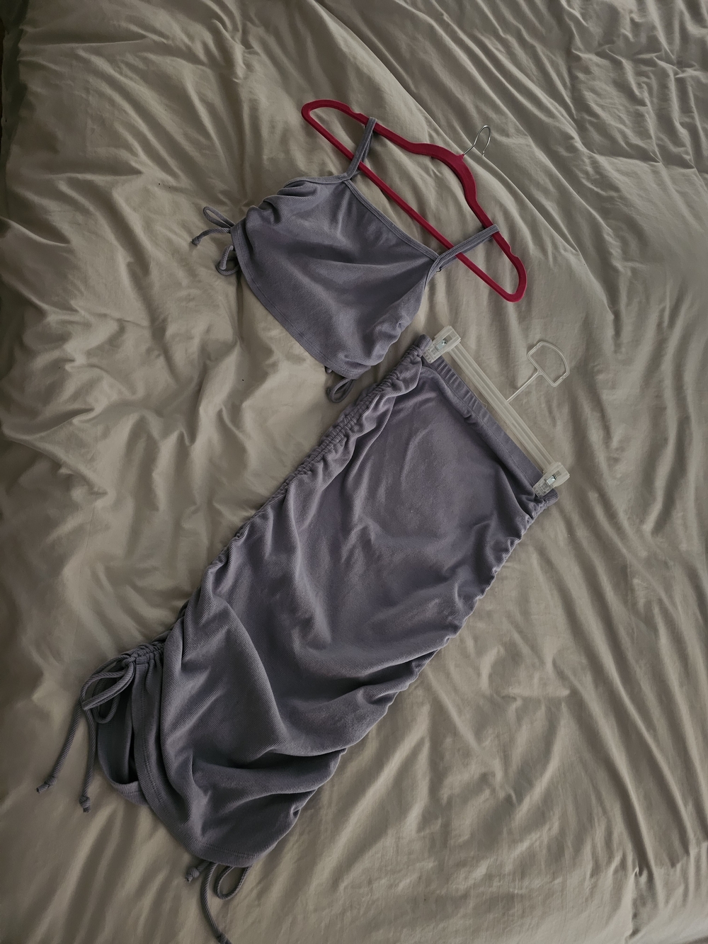 Dusty Lavender Ruched Bandeau Two-Piece Lounge Set
